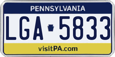 PA license plate LGA5833