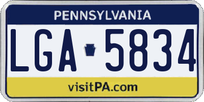 PA license plate LGA5834