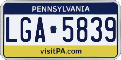 PA license plate LGA5839