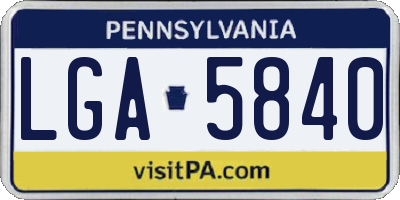 PA license plate LGA5840