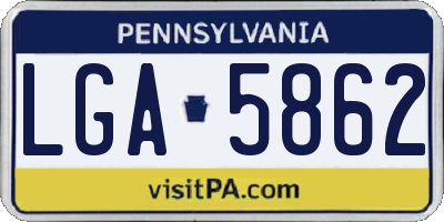 PA license plate LGA5862