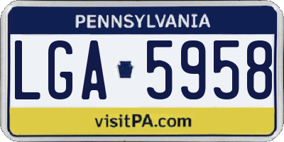 PA license plate LGA5958