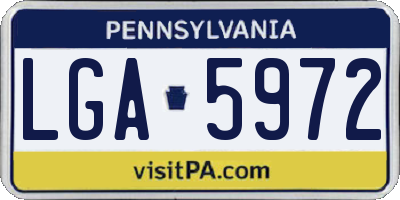 PA license plate LGA5972