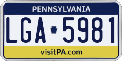 PA license plate LGA5981