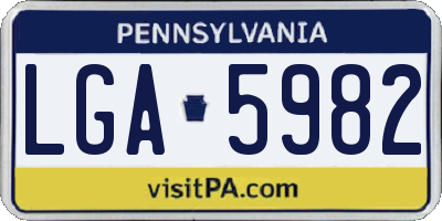 PA license plate LGA5982
