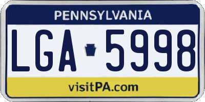 PA license plate LGA5998