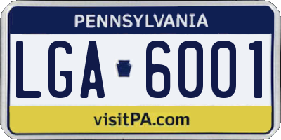 PA license plate LGA6001