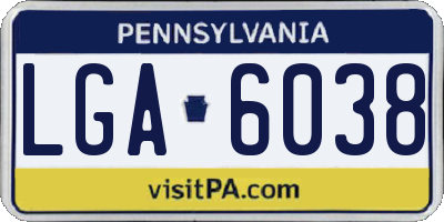 PA license plate LGA6038