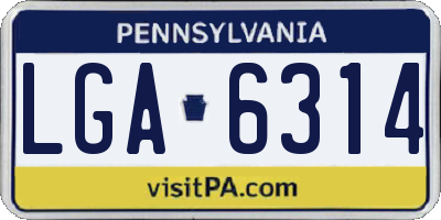 PA license plate LGA6314