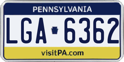 PA license plate LGA6362