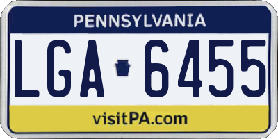 PA license plate LGA6455