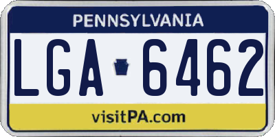 PA license plate LGA6462