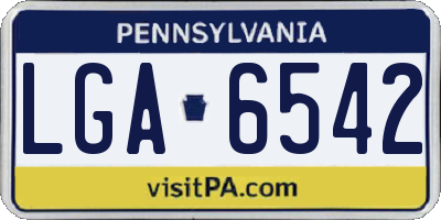 PA license plate LGA6542