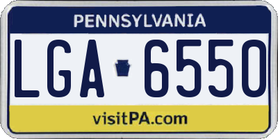 PA license plate LGA6550
