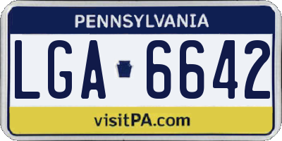 PA license plate LGA6642