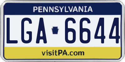 PA license plate LGA6644