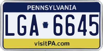 PA license plate LGA6645