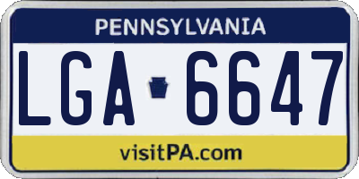 PA license plate LGA6647