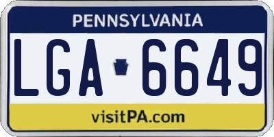 PA license plate LGA6649