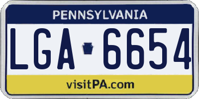 PA license plate LGA6654