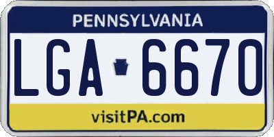 PA license plate LGA6670