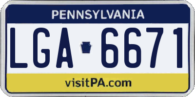 PA license plate LGA6671