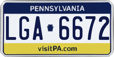 PA license plate LGA6672