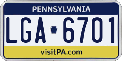 PA license plate LGA6701