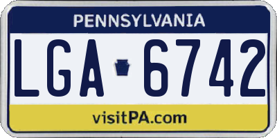 PA license plate LGA6742