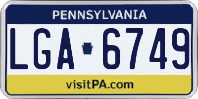 PA license plate LGA6749