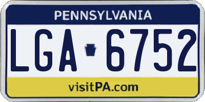 PA license plate LGA6752