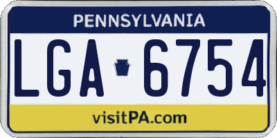 PA license plate LGA6754