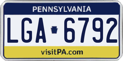 PA license plate LGA6792