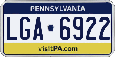PA license plate LGA6922
