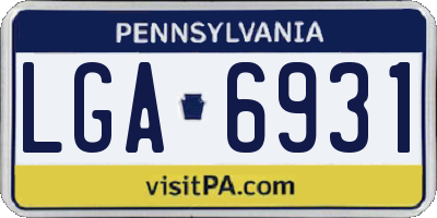 PA license plate LGA6931