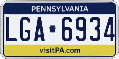 PA license plate LGA6934