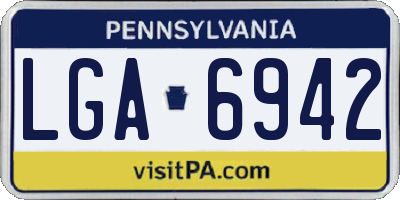 PA license plate LGA6942