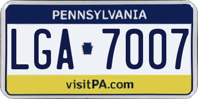 PA license plate LGA7007