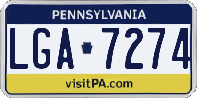 PA license plate LGA7274