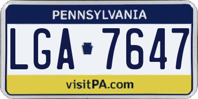 PA license plate LGA7647