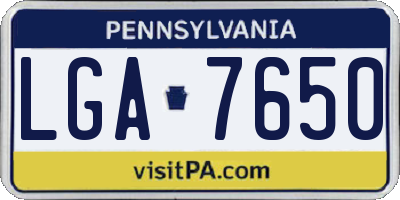 PA license plate LGA7650