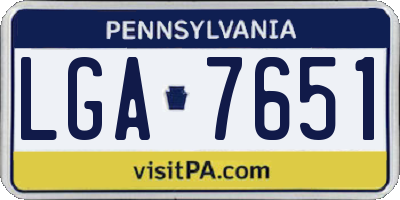 PA license plate LGA7651