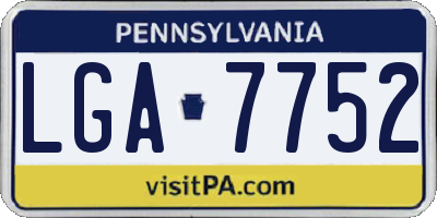 PA license plate LGA7752