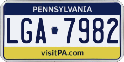 PA license plate LGA7982