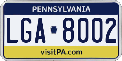 PA license plate LGA8002