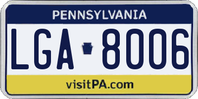 PA license plate LGA8006