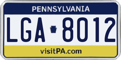 PA license plate LGA8012