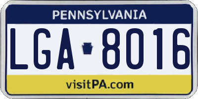 PA license plate LGA8016