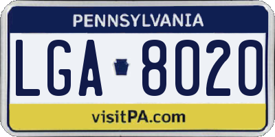 PA license plate LGA8020