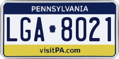 PA license plate LGA8021